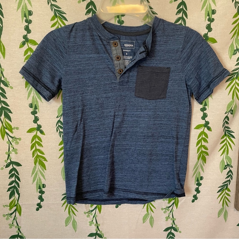Size 5 BOYS Sonoma Blue Shirt C2 - Picture 2 of 6